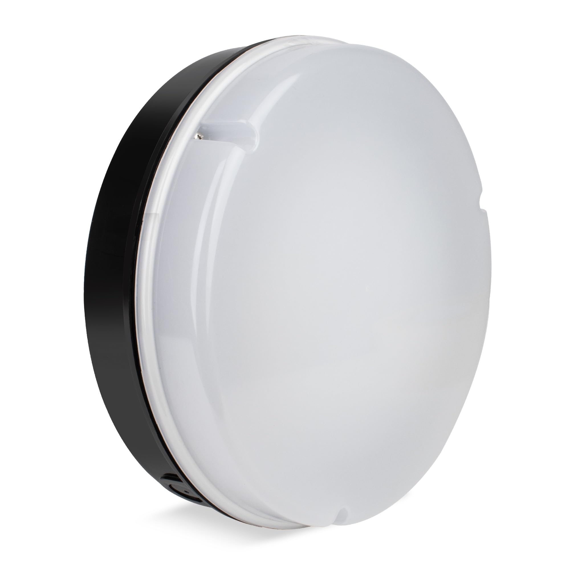 Bright Source Wall & Ceiling Round Utility LED Bulkhead, Black, Switchable Wattage 9W 14W 18W, IP65, 120° Beam Angle, Switchable (1, Corridor Function)
