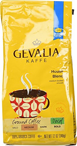 Gevalia, Kaffe, Ground Coffee, House Blend Decaf, 12 Ounce (Pack of 2)