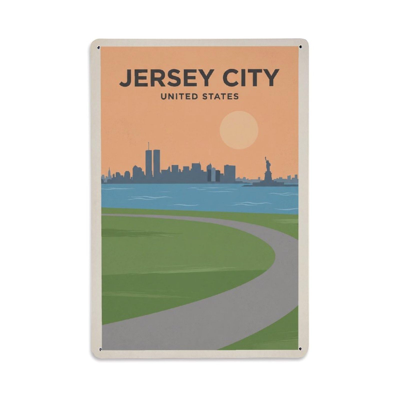 Xanthor Style Retro Travel Usa Jersey City Metal Tin Sign