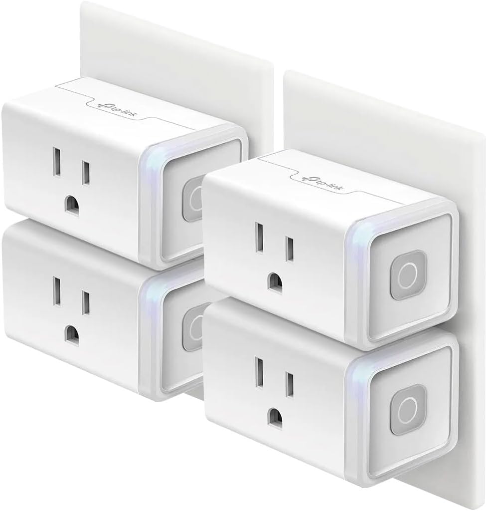 Kasa Smart Plug HS103P4, Smart Home Wi-Fi Outlet Compatible with Alexa, Echo, Google Home & IFTTT, No Hub Required, Remote Control, 15 Amp, UL Certified, 4-Pack, White
