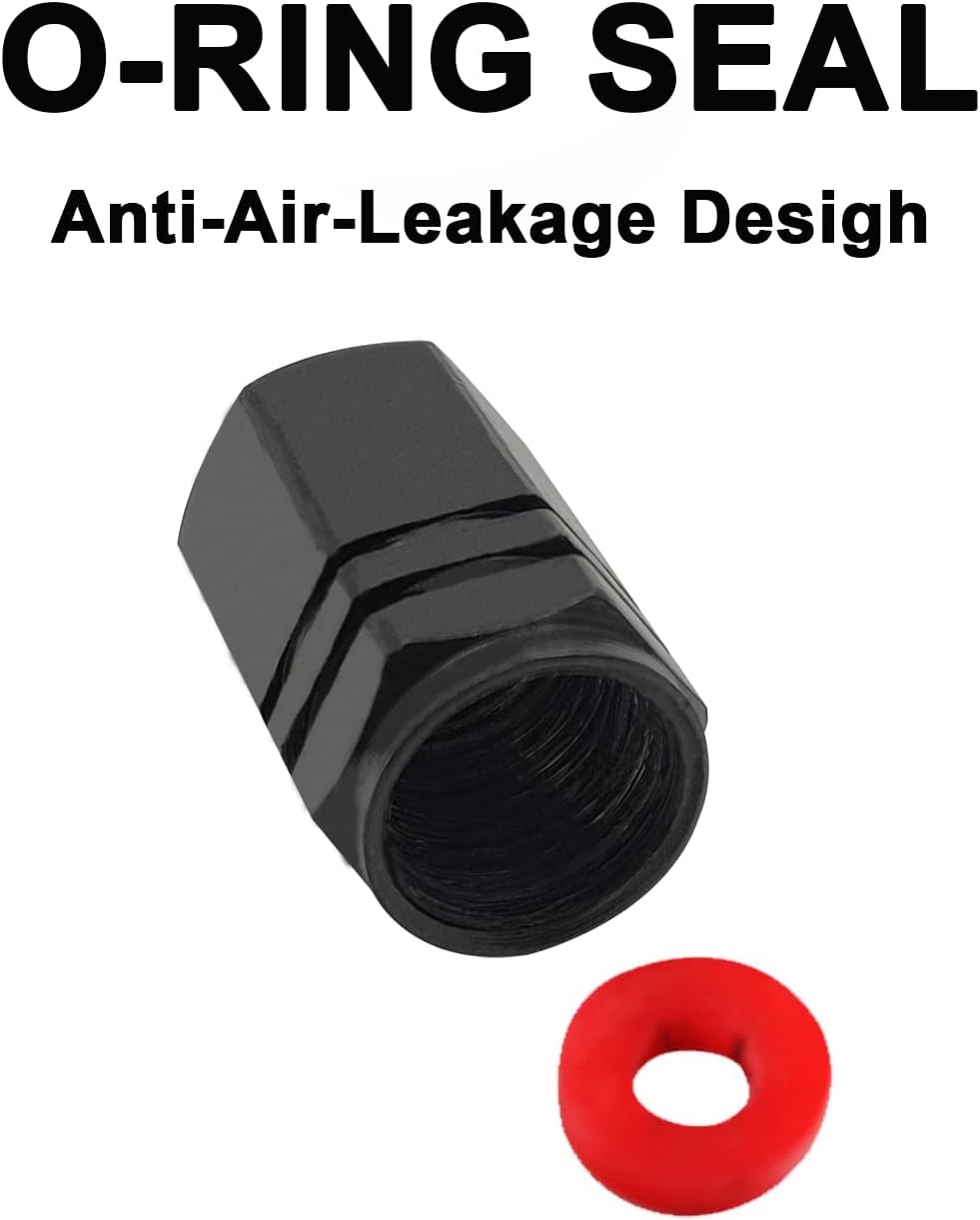 12 Pack Car Tire Caps Stem Covers with O Rubber Seal Dust Proof Cover Universal fit for Cars, SUVs, Bike and Bicycle, Trucks, Motorcycles,Black : Automotive