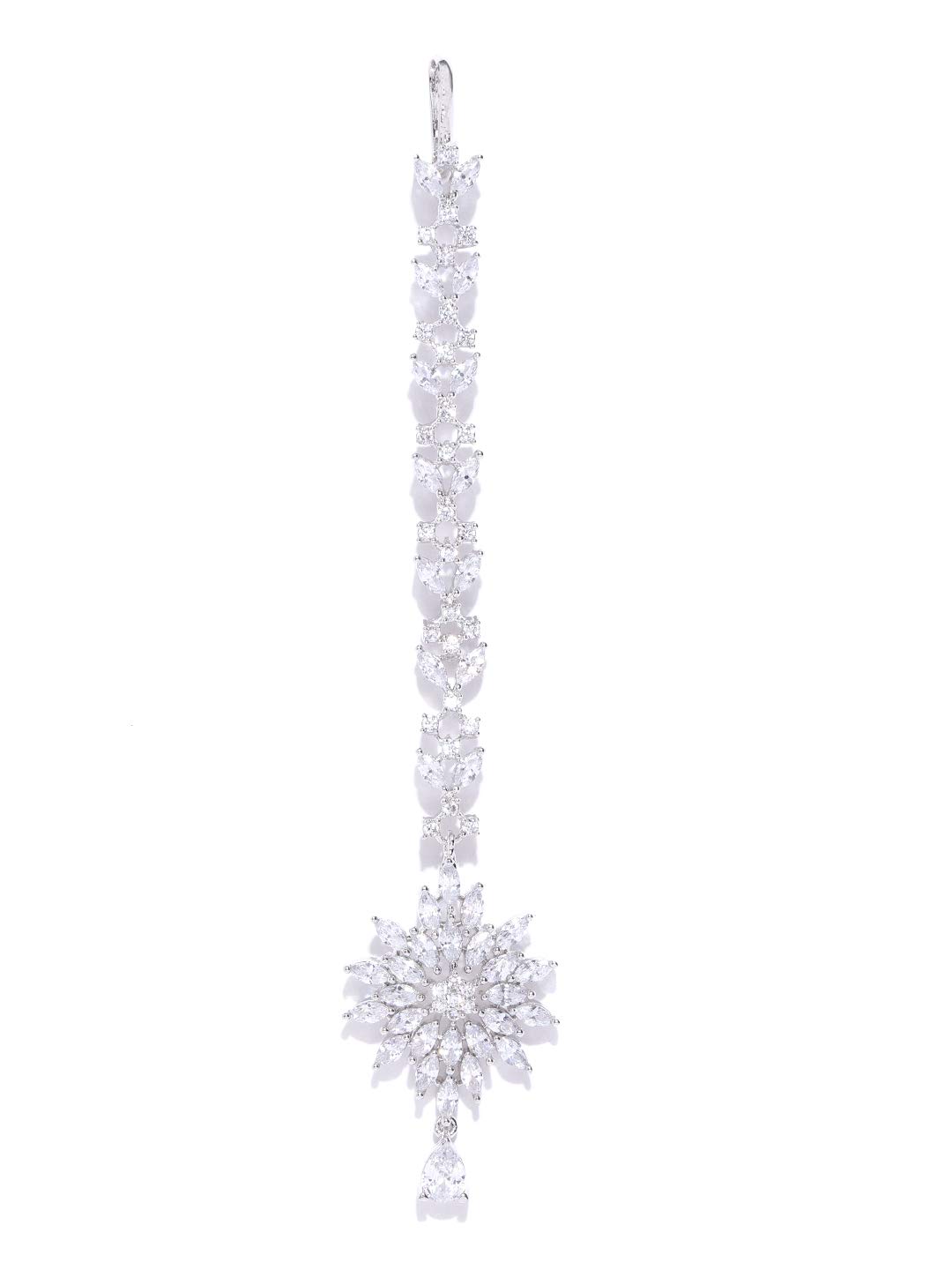 Priyaasi Stylish Silver & Off White Floral Design Silver-Plated Maang Tikka for Women and Girls (B0837TVGS2) Amazon Price History, Amazon Price Tracker