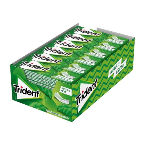 Trident Fresh Stick Clorofila - Chicles sin Azúcar con Sabor a Hierbabuena - Paquete de 24 Envases de 13,5 g
