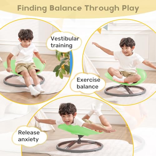 Image of BABAMU Spinning Chair for Autistic Kids, Sensory Swivel Chair, 220LBS Weight Capacity, Autism Sensory Products, Autism Toys, Sensory Toy (Green, Egg)