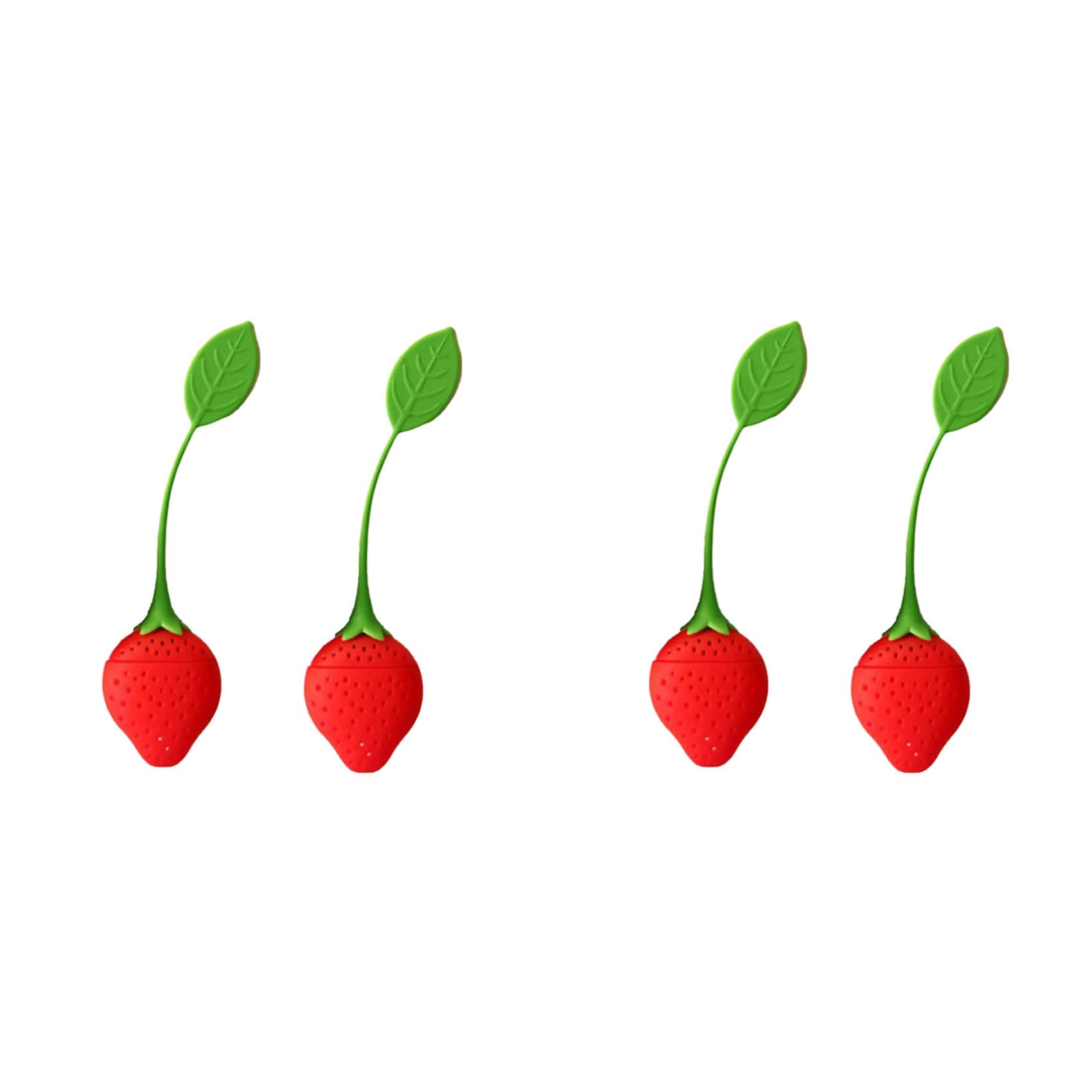 Hndhbfgrt 4X Loose Tea Leaf Strainer Silicone Tea Infuser Teabag Kettle Ball Holder Spice Filter Tea Infuser Strawberry