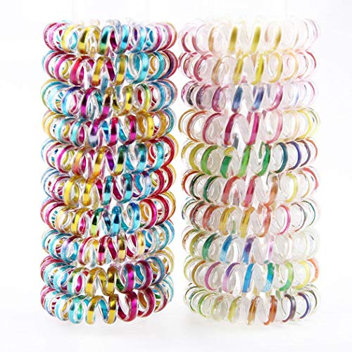 10pcs Elastic Telephone Wire Hair Rope Bracelet Spiral Rubber Hair Band