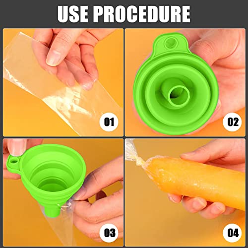1000Pieces Disposable Ice Pop Mold Bags With 4 Pieces Silicone Funnels Ice Cream Bags Plastic Ice Candy Bags For Making Ice Pop Yogurt Candy Freeze Pops (2.5 X 10 Inch) #TOP2