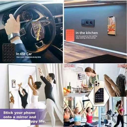 Image of Suction Phone Case, Phone Suction Sticker, Silicone Suction Phone Case for Hands-Free Mobile Accessory Holder Grip, Video Phone Accessory Compatible Mirror, Shower (Pack of-1) Multicolor