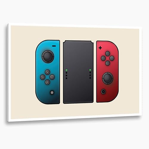 Miniatura 3 de SnooozeWorks Switch Joycon - Póster de controlador póster de sala de juegos, obra de arte retro (18 x 24 pulgadas)