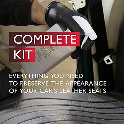 Autoglym Leather Clean & Protect Complete Kit - Ultimate Car Leather Cleaner Kit Includes 500ml Leather Cleaner, 500ml Leather Care Balm, (1) Hi-Tech Aqua-Dry, (1) Perfect Polish Applicator