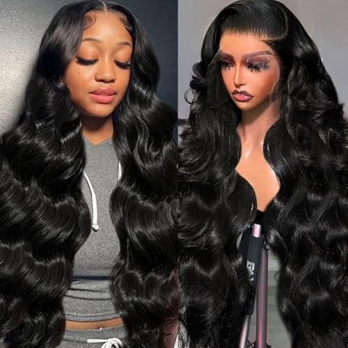 mogge 30 Inch 13x6 Lace Front Wigs Human Hair 200% Density Body Wave HD Lace Front Wigs Human Hair Pre Plucked Baby Hair Glueless Wigs Human Hair Lace Front Wigs for Women Body Wave Wig Natural Color