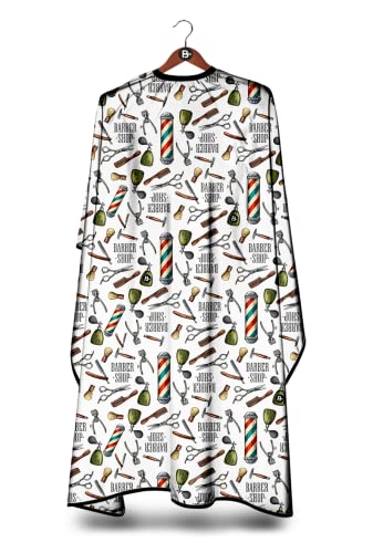 Capa de peluquería original Barbermood Barber Cape, capa de color blanco y negro, diseño profesional para el cabello, accesorios de peinado de pelo, accesorios de peluquería, capa para cortar el pelo Cover