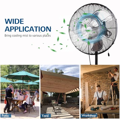 Image of BILT HARD 20 inch Outdoor Pedestal Misting Fan, High-Velocity Patio Misting Fans with 3 Speeds for Outside, Waterproof Tilting Fan with Mists for Outdoor Cooling, 2 Pack