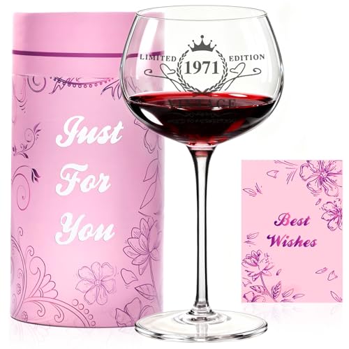 55th Birthday Wine Glasses for Women, Engraved 1971 Gift