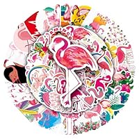 50 Pcs Romantic Flamingo Stickers, 1.96-3.15inch Cartoon Bird Decorative Stickers, Self-Adhesive for Scrapbooking, Home Decoration, Tropical Theme Setup (Flamingo)