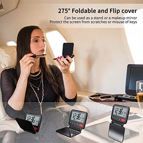 image for NOKLEAD Digital Travel Alarm Clock – Mini Portable LCD Display Clock