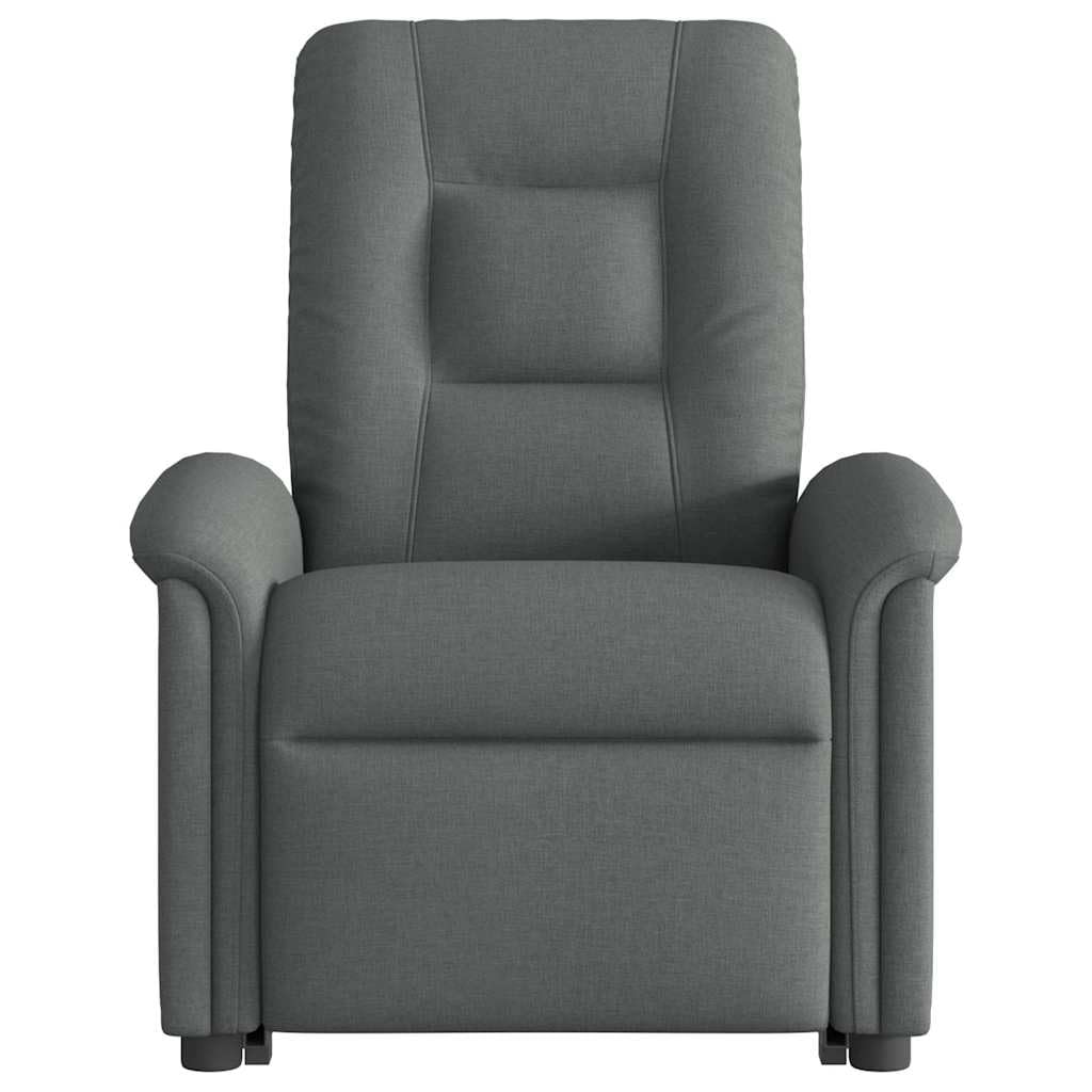 Sillón elevador reclinable eléctrico gris oscuro tejido con función de elevación e inclinación 135 grados, estructura estable y bolsillo lateral, asiento acolchado
