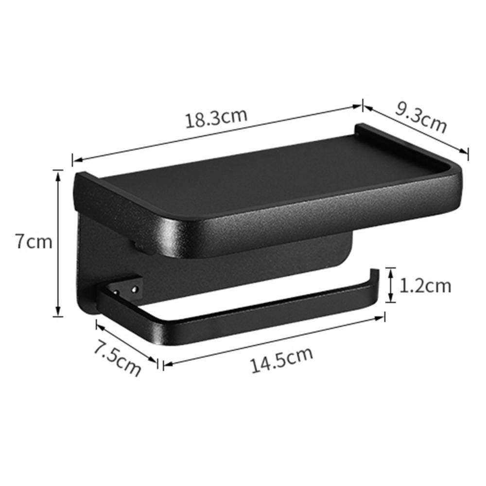 Portarrollos de papel higiénico con estante montado en la pared sin taladrar adhesivo de aluminio para cocina y baño, color plateado