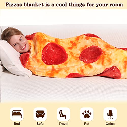 Mermaker Pepperoni Pizzas Blanket 2.0 Double Sided 71 Inch For Adult And Kids, Pizzas Blanket Adult Size, Realistic Food Blanket, 285 Gsm Soft Pizzas Blanket, Funny Gifts For Teenage Boys And Girls #TOP4