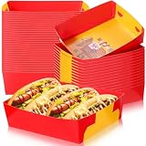 Jetec 36 Pcs Spain Flag Party Supplies Decorations 5 lb World Spanish Flag Nacho Boats Snack Serving Food Trays Paper Plates for Soccer Football Game