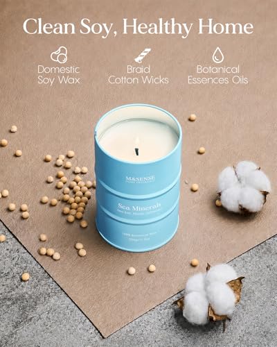 Image of M&SENSE Sea Minerals Scented Candles Ocean, 11.3oz | Aromatherapy Summer Candle, Stress Relief Meditation Relaxing, Housewarming Gifts for Women Men, 70 Hour Long Burning