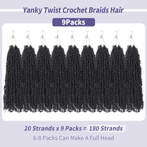 Datanala Yanky Twists Crochet Braiding Hair 10 Inch 9 Packs Crochet Hair with Curls Micro Spring Twists Crochet Hair Pre-looped Curly Crochet Braids Hair Extensions for Women (1B#, 10inch) - Image 4