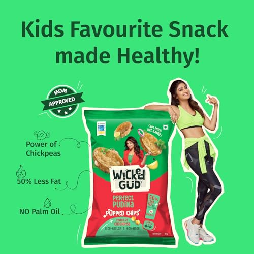 Image of Wickedgud Wickedgud Chickpea Popped Chips - Perfect Pudina 20gm | Pack of 6