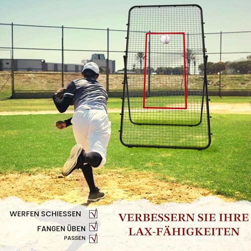 LIANTRAL Volleyball Rebounder Netz, 2,2 x 1,2 m, Volleyball-Trainingsgerät mit Schlagzone für Lacrosse Baseball Sportübungen, verstellbares Volleyballnetz für Hinterhof, drinnen und draußen, Schwarz