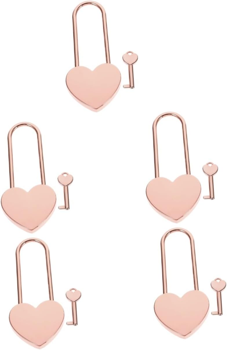 5pcs Love Lock Small Heart Lock Heart Shaped Padlock with Keys Backpack Keychain Jewlrey Box Organizer Mini Keychain for Luggage Suitcase