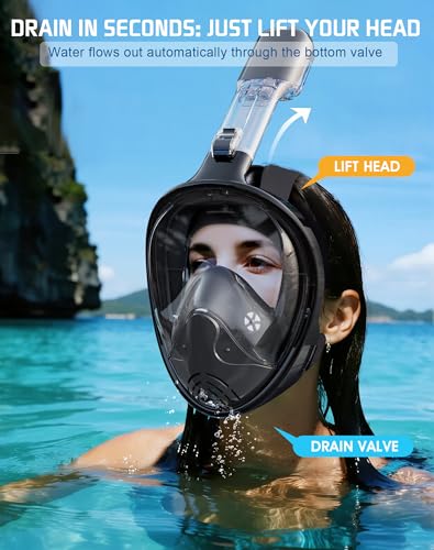 image for Greatever Full Face Snorkel Mask, Snorkeling Gear for Adults with Late