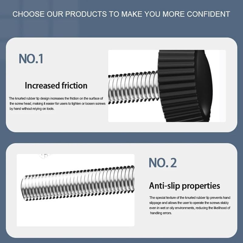 M6*40mm Knurled Thumb Screws, Metric Male Thread Grip Knobs, Carbon Steel Hand Bolts, Black Fasteners for Furniture, Electronic, Machine, Pack of 30