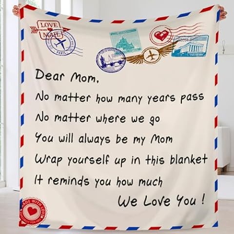 Gifts for Mom Birthday Mother's Day - to My Mom Blanket Gift from Daughter Son - Soft Flannel Throw Blanket Presents for Mother Christmas 50" x 60" I Love You Mom Letter Mothers Gift Blanket Cover