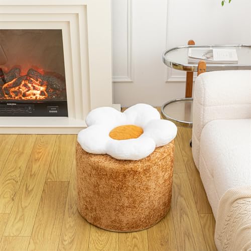 Flower-Pouf-Ottoman-18×15-Inches-Charm-Floor-Pouf-for-Home-Decor-All-in-One-Foam-Filling-Ottoman-Foot-Rest-for-Couch-Fluffy-Floral-Pouf-for-Living-Room-Bedroom-Kids-Room-Light-Coffee-and-White Flower Pouf Ottoman 18×15 Inches Charm Floor Pouf for Home Decor All in One Foam Filling Ottoman Foot Rest for Couch Fluffy Floral Pouf for Living Room Bedroom Kids Room Light Coffee and White
