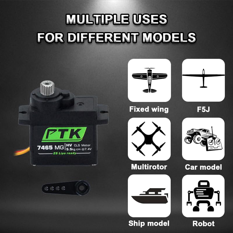 PTK 7465 MG 9g Miniature Digital Servo with 5kg Torque. for Robots. Fixed Wing. 180 Degree (4pcs)