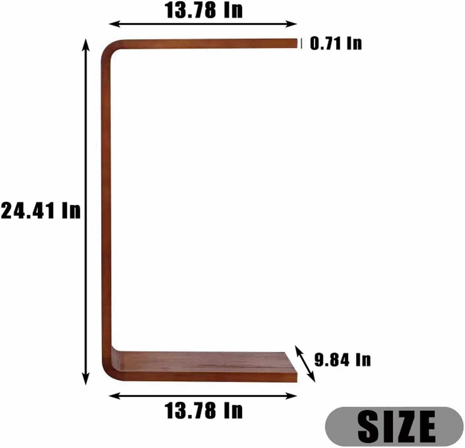 C-Shaped Solid Wood Table, Multi-Purpose Coffee & Side Table for Living Room, Bedroom, Entryway & Home Office (Walnut)