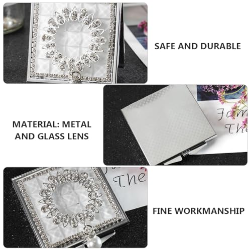 Espejo de Maquillaje Portátil HEALLILY Plegable Vintage miniatura 6