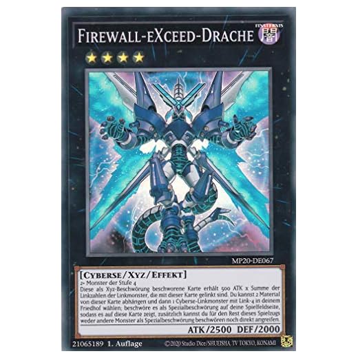 MP20-DE067 - Firewall - Exceed - Drache - Super Rare - Yugioh - Deutsch - 1. Auflage im Set mit Ultra Pro Toploader und Ultra Pro Schutzhülle (Klarsicht)