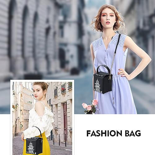 Image of Crossbody Purses and Handbags for Women PU Leather Chinese Takeout Box Totes Top Handle Satchel Shoulder Bag
