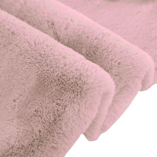 Image of Luxe Home Rabbit Fur Soild Bath Mat Super Soft, Anti-Slip, Washable, Rectangle, for Bathroom Door Mate, Bedroom Door Mats (Peach, 45x75 cm)