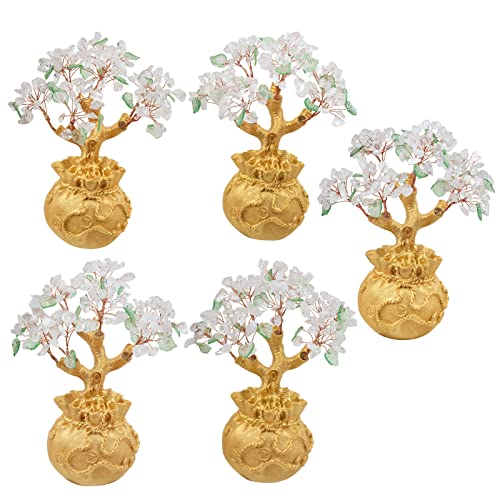 Nupuyai Rock Crystal Money Tree with Golden Money Bag Base for Home Office Decor Wealth and Luck Bonsai Tree Fengshui Ornament with Gift Box - Image 3
