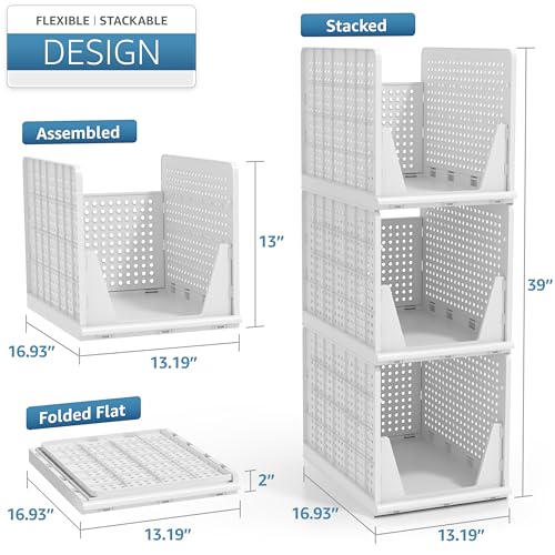 Sorbus Stackable Shelf Organizer Baskets – Plastic Closet Organizer for Clothes, Pantry, Bathroom, Kitchen & Garage – Open Front Storage Bins for Cabinets, Countertops & Under Shelf Organization by Sorbus - Image 6
