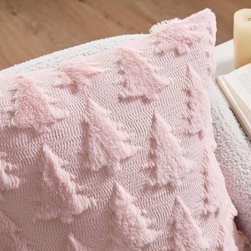 Image of MIULEE Christmas Throw Pillow Covers Pink Set of 2 18x18