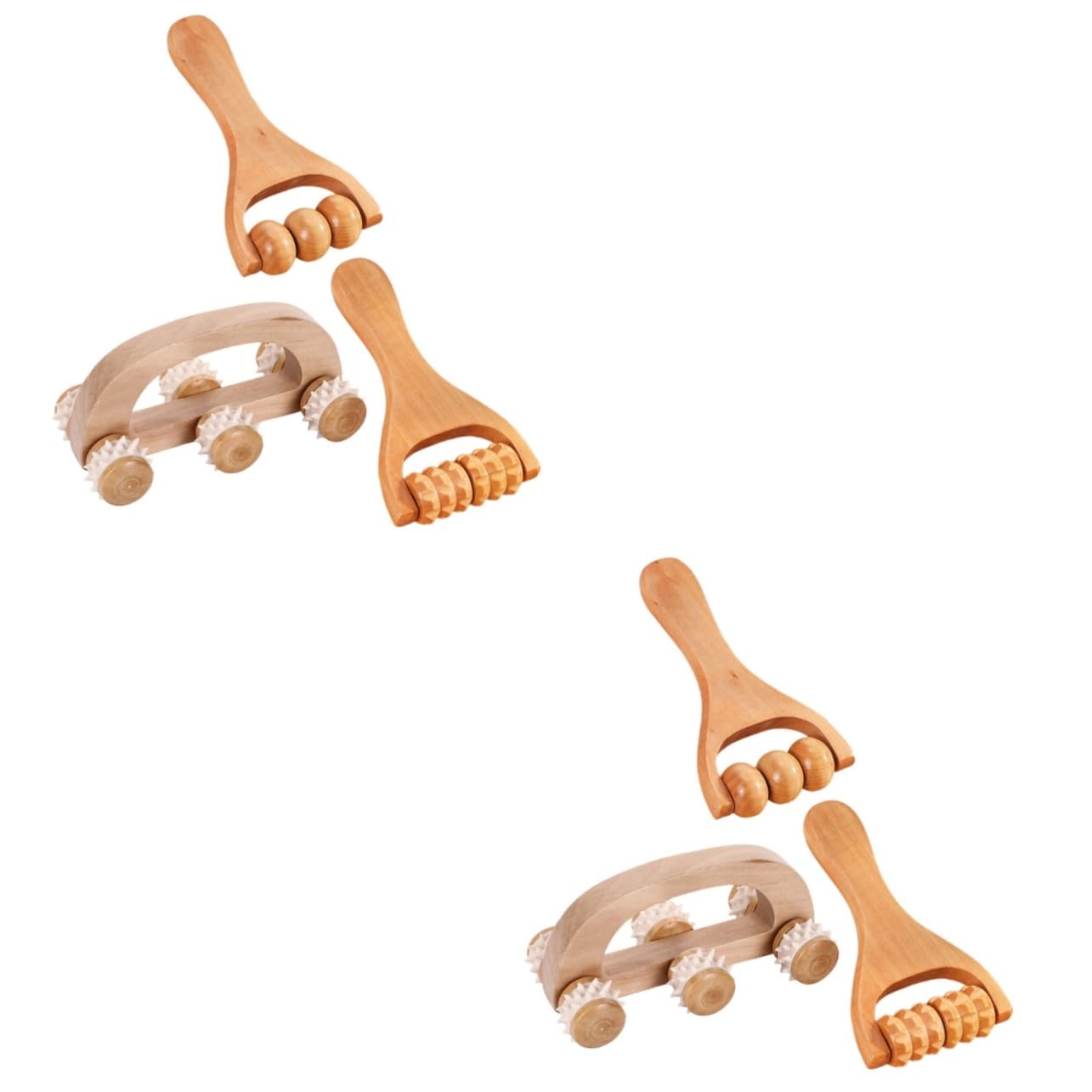 VALICLUD 2 Set Set Massaggiatore Bob A Mano Massaggiatore Portatile Kit Massaggiante Per Gamba Collo Di Massaggio Portatile Muscolo Di Legno 3 Pezzi * 2