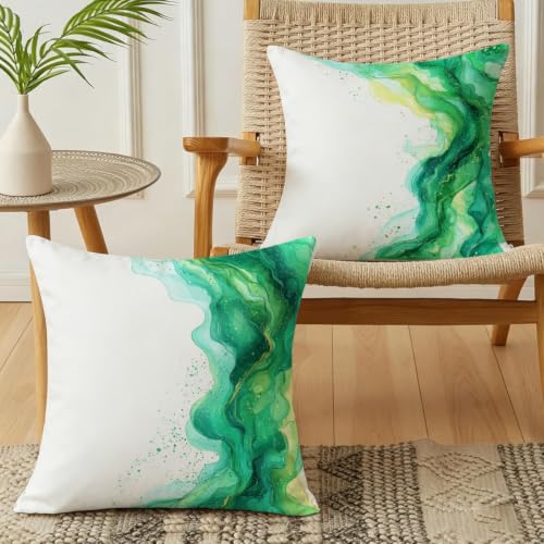 Housse de coussin 45x45 lot de 2 lavable housse coussin vert anti accroc - 4