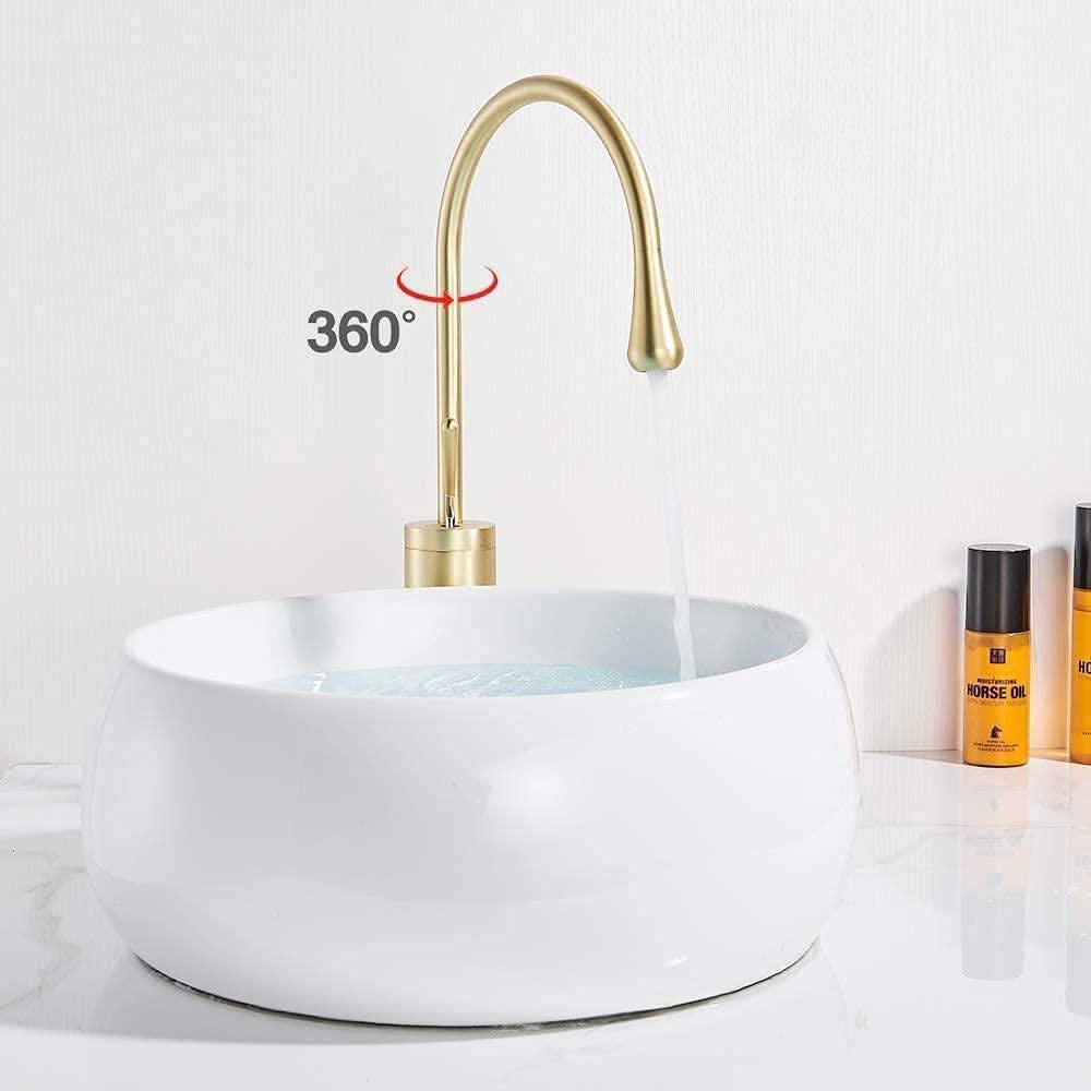 Rubinetto, maniglia singola ruota di 360 compatibile con lavelli da cucina doppi lavelli in ottone dorato, rubinetti dell'acqua calda e fredda