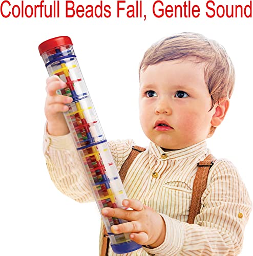 Rainmaker, Large Rainstick Rattle Toy 12 Inch Long, Color Noise Stick, Rainbow Grains Inside #TOP3