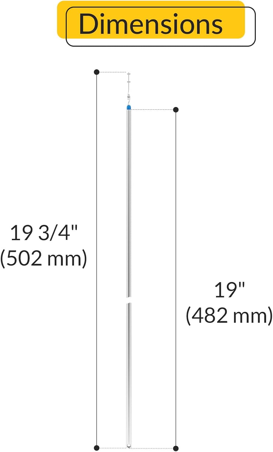 Brixwell Spiral Window Balance, 19" Tube Length with 19-3/4" Rod Length, 5/8" Diameter, Aluminum Tube Material, Steel Rod with Steel Finish, Blue Bearing, Mill Tube Color