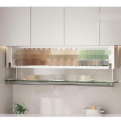 Drop Down Spice Rack, Hanging Seasoning Organizer with Glass Door