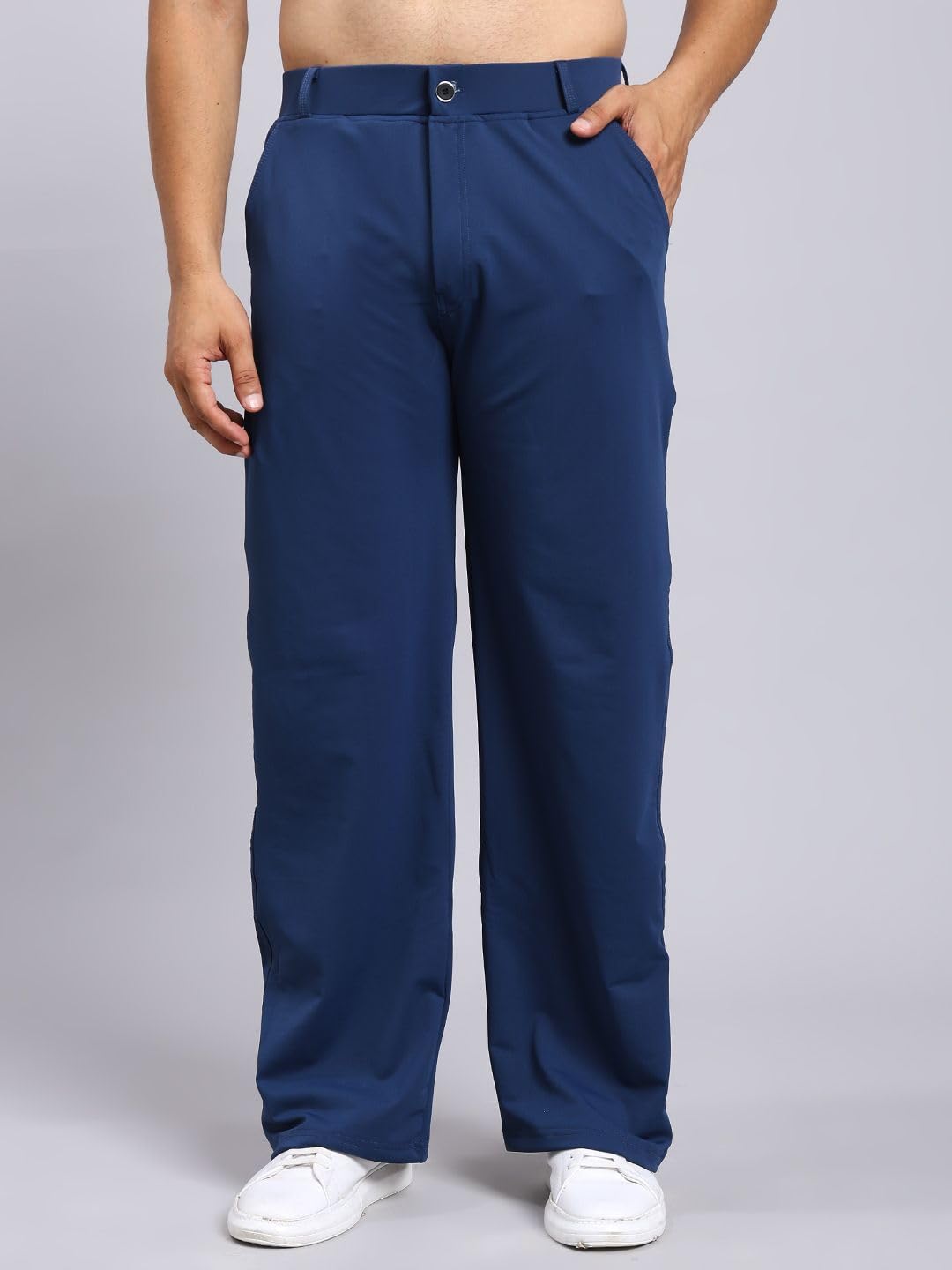 veltick Loose Fit Mid-Rise Blue Men Lycra Blend Trousers-picture-49