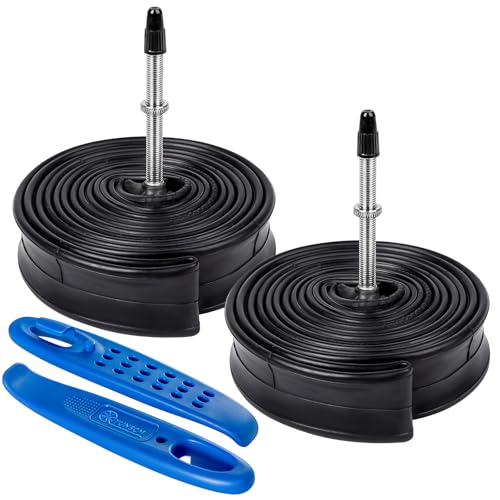 YunSCM 2本,700 28c チューブ,仏式バルブ60mm,700x25/32c 自転車チューブ + タイヤレバー,適用 700x25c/700x28c/700x30c/700x32c ロードバイク